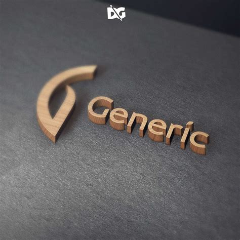 3D Wood Window Logo Mockup