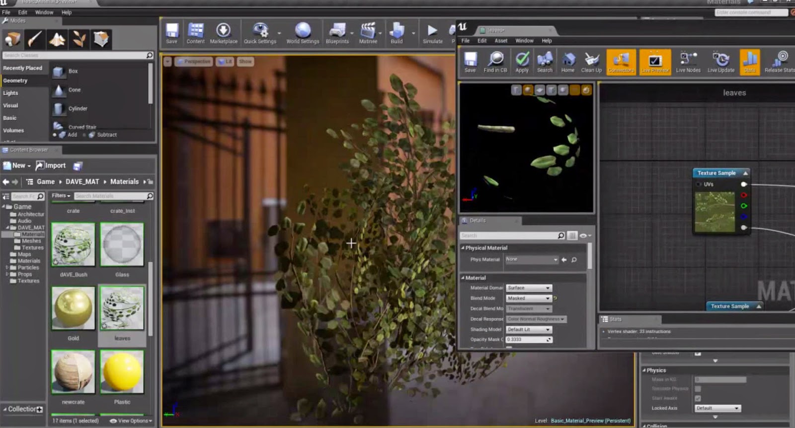Creating Opacity Alpha Masked Materials in Unreal 4 CG